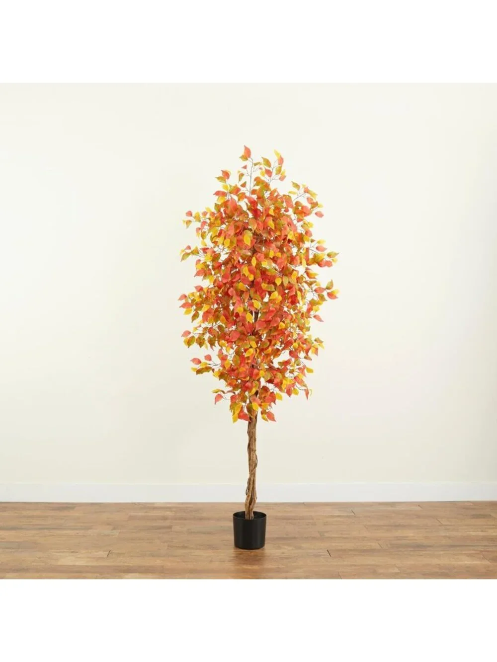 7ft Autumn Ficus Artificial Fall Tree - Lifelike Home Decor for Seasonal